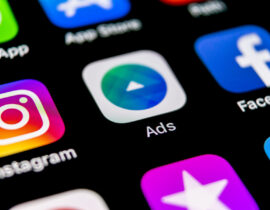Sankt-Petersburg, Russia, September 30, 2018: Facebook Ads application icon on Apple iPhone X screen close-up. Facebook Business app icon. Facebook Ads mobile application. Social media network